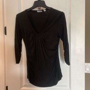 New York & Company Black Ruched Blouse